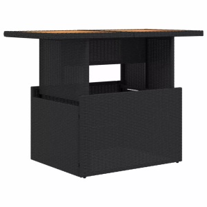 vidaXL, vidaXL Gartentisch Schwarz 100x55x73 cm Poly Rattan und Akazienholz, vidaXL Gartentisch Schwarz 100x55x73 cm Poly Rattan und Akazienholz