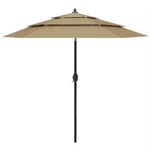 vidaXL, vidaXL Sonnenschirm mit Aluminium-Mast 3-lagig Taupe 2,5 m, vidaXL Sonnenschirm mit Aluminium-Mast 3-lagig Taupe 2,5 m