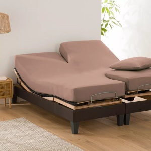 LA REDOUTE INTERIEURS, Uni-Fixleintuch für verstellbares Doppelbett Scenario Uni-Fixleintuch für verstellbares Doppelbett Scenario, La Redoute Intérieurs - Fixleintuch Scenario für verstellbares Doppelbett, 160X200CM, Braun