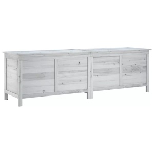 vidaXL, vidaXL Gartentruhe Weiß 198,5x50x56,5 cm Massivholz Tanne, vidaXL Gartentruhe Weiß 198,5x50x56,5 cm Massivholz Tanne