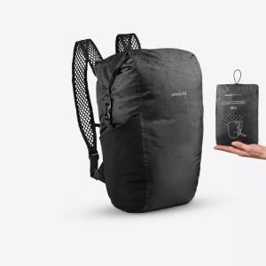 FORCLAZ, Rucksack Travel Compact Faltbar Wasserdicht 20liter Unisex Schwarz, 