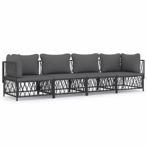 vidaXL, vidaXL 4-tlg. Garten-Lounge-Set mit Kissen Anthrazit Stahl, vidaXL 4-tlg. Garten-Lounge-Set mit Kissen Anthrazit Stahl