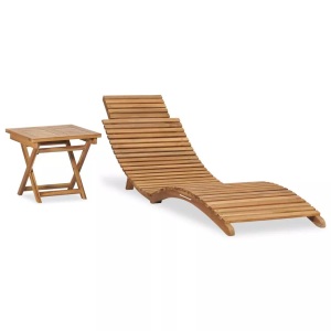 vidaXL, vidaXL Klappbare Sonnenliege mit Tisch Massivholz Teak, vidaXL Klappbare Sonnenliege mit Tisch Massivholz Teak