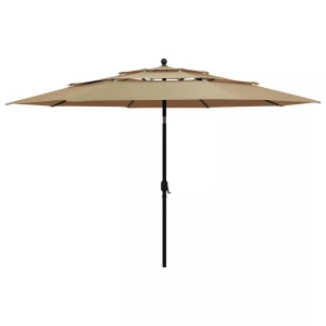 vidaXL, vidaXL Sonnenschirm mit Aluminium-Mast 3-lagig Taupe 3,5 m, vidaXL Sonnenschirm mit Aluminium-Mast 3-lagig Taupe 3,5 m