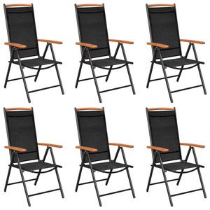 vidaXL, vidaXL Gartenstühle Klappbar 6 Stk. Textilene Schwarz, vidaXL Gartenstühle Klappbar 6 Stk. Textilene Schwarz