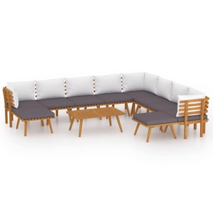 vidaXL, vidaXL 11-tlg. Garten-Lounge-Set mit Kissen Massivholz Akazie, vidaXL 11-tlg. Garten-Lounge-Set mit Kissen Massivholz Akazie