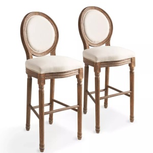 vidaXL, vidaXL Barhocker 2 Stk. Weiß Leinen, vidaXL Barhocker 2 Stk. Weiß Leinen
