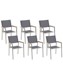 Beliani, Beliani Gartenstuhl grau 6er Set Edelstahl GROSSETO, Beliani - Gartenstuhl 6er Set aus Edelstahl Industriell GROSSETO, One Size, Taubengrau