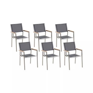 Beliani, Beliani Gartenstuhl grau 6er Set Edelstahl GROSSETO, Beliani - Gartenstuhl 6er Set aus Edelstahl Industriell GROSSETO, One Size, Taubengrau