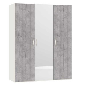 mutoni, Drehtürenschrank Betonoptik Spiegel Cremeweiss 152.2 x 195 Drehtürenschrank Betonoptik Spiegel Cremeweiss 152.2 x 195, 