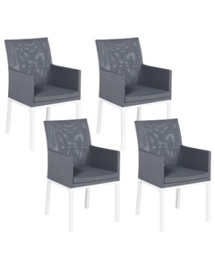 Beliani, Beliani Gartenstuhl Aluminium grau 4er Set BACOLI, Beliani - Gartenstuhl 4er Set aus Polyester Modern BACOLI, One Size, Spacegrau
