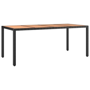 vidaXL, vidaXL Gartentisch mit Holzplatte Schwarz Poly Rattan & Akazienholz, vidaXL Gartentisch mit Holzplatte Schwarz Poly Rattan & Akazienholz