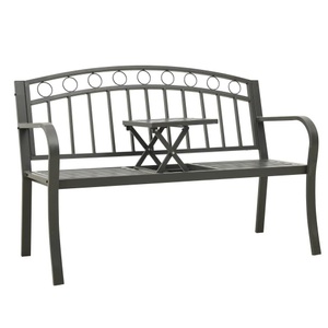 vidaXL, vidaXL Gartenbank mit Tisch Grau 120 cm Stahl, 