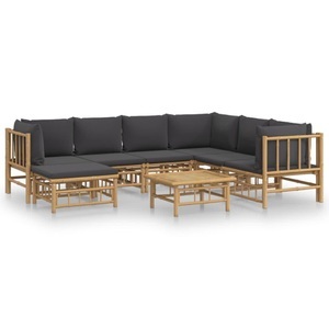 vidaXL, vidaXL 8-tlg. Garten-Lounge-Set mit Dunkelgrauen Kissen Bambus, 