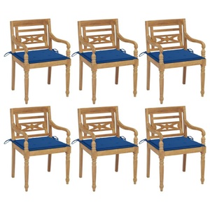 vidaXL, vidaXL Batavia-Stühle mit Kissen 6 Stk. Massivholz Teak, vidaXL Batavia-Stühle mit Kissen 6 Stk. Massivholz Teak