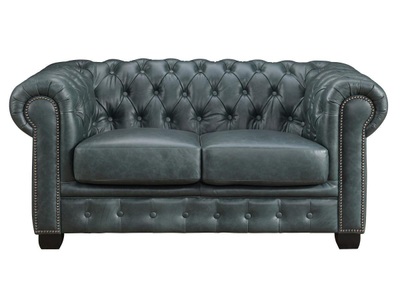 LINEA SOFA, Chesterfield Ledersofa 2-Sitzer - Büffelleder - Graugrün - BRENTON Chesterfield Ledersofa 2-Sitzer - Büffelleder - Graugrün - BRENTON, 