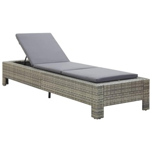 Diverse Hardware, Sonnenliege mit Auflage Grau Poly Rattan, vidaXL Sonnenliege mit Auflage Grau Poly Rattan