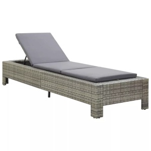 Diverse Hardware, Sonnenliege mit Auflage Grau Poly Rattan, vidaXL Sonnenliege mit Auflage Grau Poly Rattan