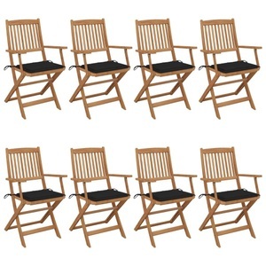 vidaXL, vidaXL Klappbare Gartenstühle 8 Stk. mit Kissen Massivholz Akazie, vidaXL Klappbare Gartenstühle 8 Stk. mit Kissen Massivholz Akazie