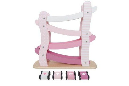 JaBaDaBaDo, JaBaDaBaDo Autorennbahn ZICK ZACK aus Holz in pink, JABADABADO Auto Rennbahn, 4 Autos W7121 pink