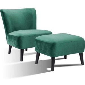 mutoni casual, Sessel und Hocker Retro Samt seegrün, 