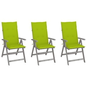 vidaXL, vidaXL Verstellbare Gartenstühle 3 Stk. mit Auflagen Massivholz Akazie, 