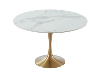 Vente-unique, Esstisch rund Marmor Metall Goldfarben NORAH Esstisch rund Marmor Metall Goldfarben NORAH, 