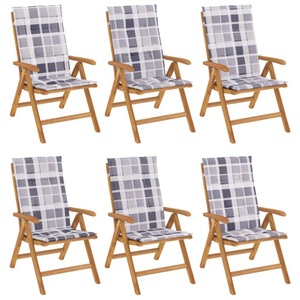 vidaXL, vidaXL Gartenstühle mit Kissen 6 Stk. Massivholz Teak, vidaXL Gartenstühle mit Kissen 6 Stk. Massivholz Teak