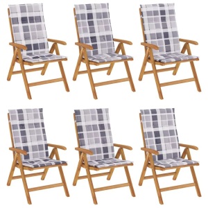 vidaXL, vidaXL Gartenstühle mit Kissen 6 Stk. Massivholz Teak, vidaXL Gartenstühle mit Kissen 6 Stk. Massivholz Teak