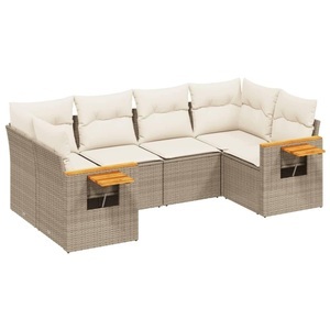 vidaXL, vidaXL 6-tlg. Garten-Sofagarnitur mit Kissen Beige Poly Rattan, 