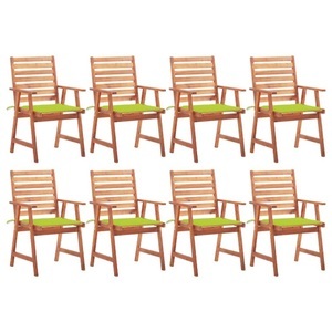 vidaXL, vidaXL Garten-Essstühle 8 Stk. mit Kissen Massivholz Akazie, vidaXL Garten-Essstühle 8 Stk. mit Kissen Massivholz Akazie