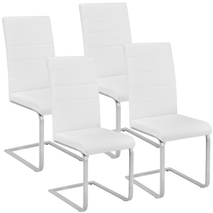 TecTake, 4 Esszimmerstühle Schwingstühle - weiss, Tectake - Esszimmerstühle Schwingstühle, 4 Stück, Weiss
