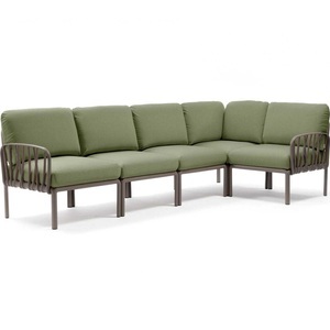 Nardi, Nardi - 5-Sitzer Sofa Komodo Dunkles Beige - Dunkelgrün (135,5 x 294 x 78/154 cm), Gartenlounge Komodo (5-tlg) braun grün