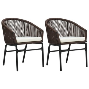 vidaXL, vidaXL Gartenstühle 2 Stk. Braun PVC Rattan