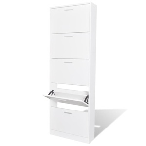 Diverse Hardware, Weisser Holz-Schuhschrank mit 5 Schuhkippern