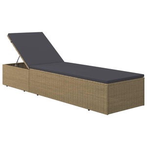 vidaXL, vidaXL Sonnenliege Poly Rattan Braun und Dunkelgrau, vidaXL Sonnenliege Poly Rattan Braun und Dunkelgrau