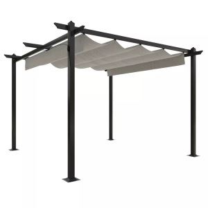 vidaXL, vidaXL Pavillon mit Ausziehbarem Dach 3x3 m Creme, vidaXL Pavillon mit Ausziehbarem Dach 3x3 m Creme