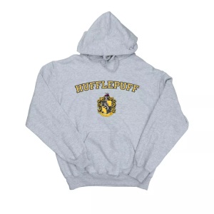HARRY POTTER, Hufflepuff Crest Kapuzenpullover Damen Grau L, Harry Potter - Hufflepuff Kapuzenpullover, für Damen, Grau, Größe L