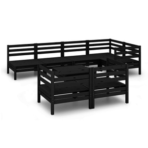 vidaXL, vidaXL 8-tlg. Garten-Lounge-Set Massivholz Kiefer Schwarz