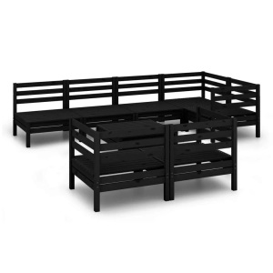 vidaXL, vidaXL 8-tlg. Garten-Lounge-Set Massivholz Kiefer Schwarz