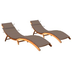 vidaXL, vidaXL Sonnenliegen 2 Stk. mit Auflagen Massivholz Akazie, vidaXL Sonnenliegen 2 Stk. mit Auflagen Massivholz Akazie