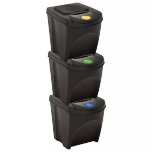 vidaXL, vidaXL Stapelbare Mülleimer 3 Stk. Anthrazit 75 L, vidaXL Stapelbare Mülleimer 3 Stk. Anthrazit 75 L