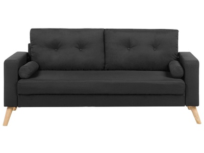 Beliani, Beliani 2-Sitzer Sofa Polsterbezug schwarz KALMAR, Beliani - 2 Sitzer Sofa aus Polyester Modern KALMAR, One Size, Schwarz