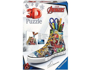 RAVENSBURGER SPIELEVERLAG, Ravensburger 3D Puzzle 12113 - Sneaker Avengers -- praktischer Stiftehalter im Marvel Avengers Design ab 8 Jahren, 3D Puzzle Ravensburger Sneaker Avengers 108 Teile