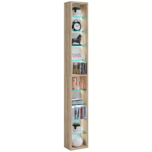 VCM, Holz CD DVD Standregal Bücherregal Aufbewahrung Deko Regal Glas Rasato XL Holz CD DVD Standregal Bücherregal Aufbewahrung Deko Regal Glas Rasato XL, VCM - Holz CD DVD Regal | Bücherregal Aufbewahrung Maße H. 155 x B. 21 T. 14 cm Standregal Rasato XL, One Size, Sonoma-Eiche