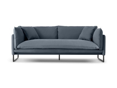 Vente-unique, Sofa 3-Sitzer - Baumwolle & Leinen - Blau - MIROSE Sofa 3-Sitzer - Baumwolle & Leinen - Blau - MIROSE, 