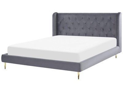 Beliani, Bett mit Lattenrost aus Samtstoff Glamourös FORBACH Bett mit Lattenrost aus Samtstoff Glamourös FORBACH, 