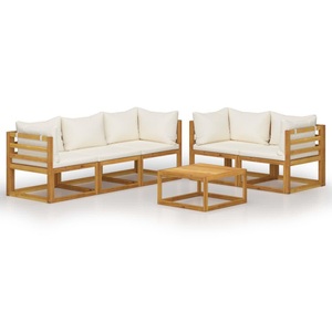 vidaXL, vidaXL 6-tlg. Garten-Lounge-Set mit Auflagen Creme Massivholz Akazie, vidaXL 6-tlg. Garten-Lounge-Set mit Auflagen Creme Massivholz Akazie