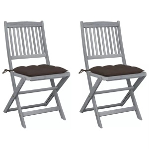 vidaXL, vidaXL Klappbare Gartenstühle 2 Stk. mit Kissen Massivholz Akazie, vidaXL Klappbare Gartenstühle 2 Stk. mit Kissen Massivholz Akazie