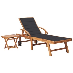 vidaXL, vidaXL Sonnenliege mit Tisch und Auflage Massivholz Teak, 